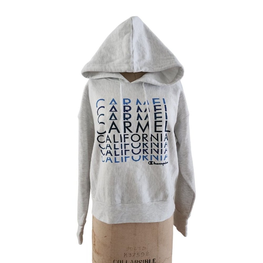 Champion Reverse Weave Carmel California Hoodie Light Gray M New